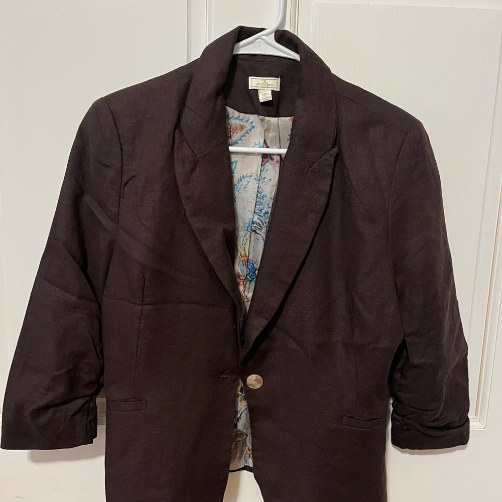 Dark Brown Blazer with Floral Lining